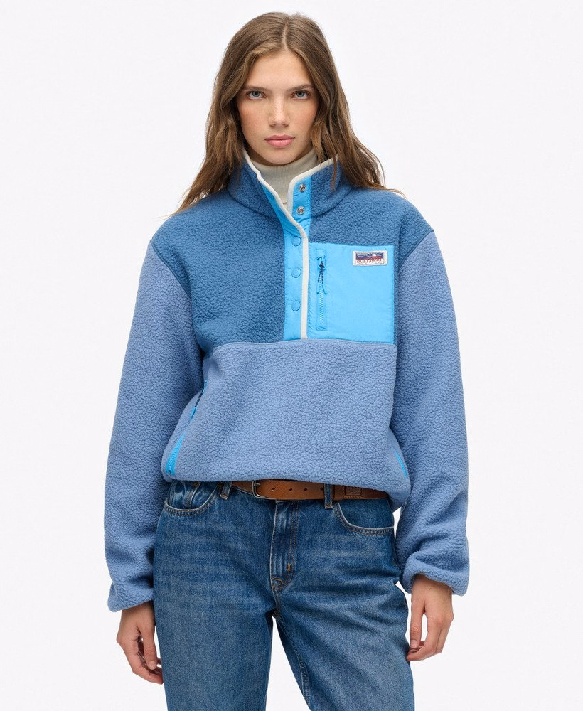 Fleece trui met kleurblokken