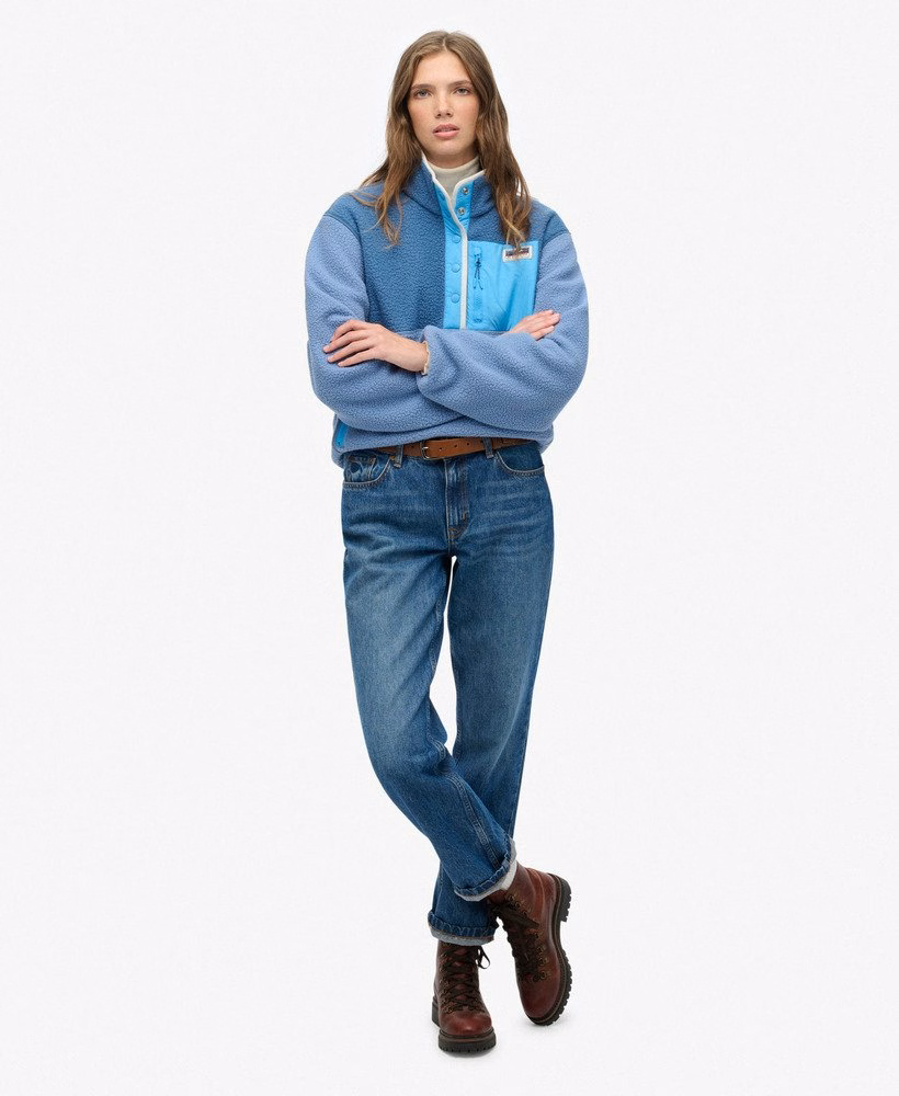 Fleece trui met kleurblokken