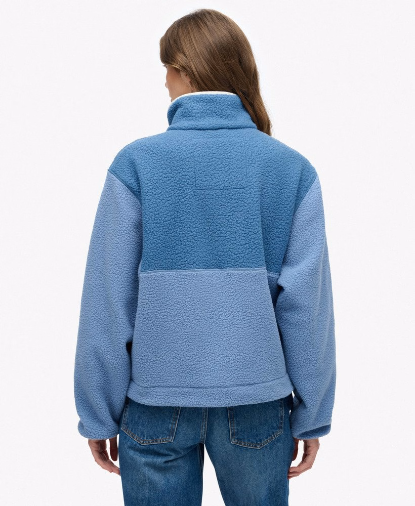 Fleece trui met kleurblokken