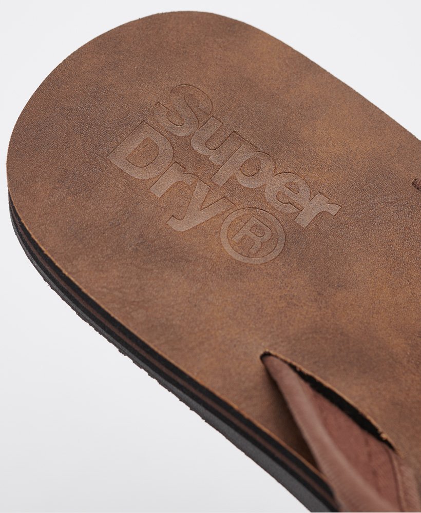 leren teenslippers in bruin