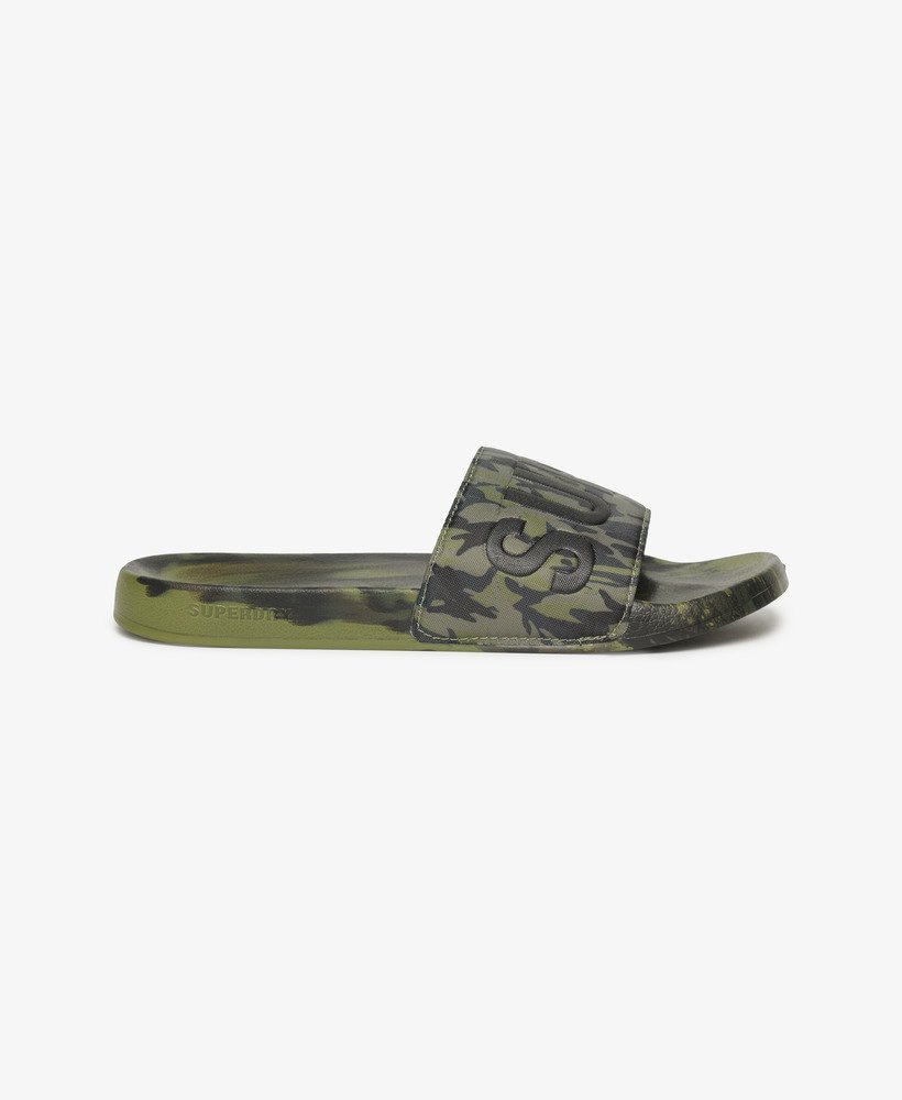 veganistische badslippers met camouflageprint in nathan camo-stijl.