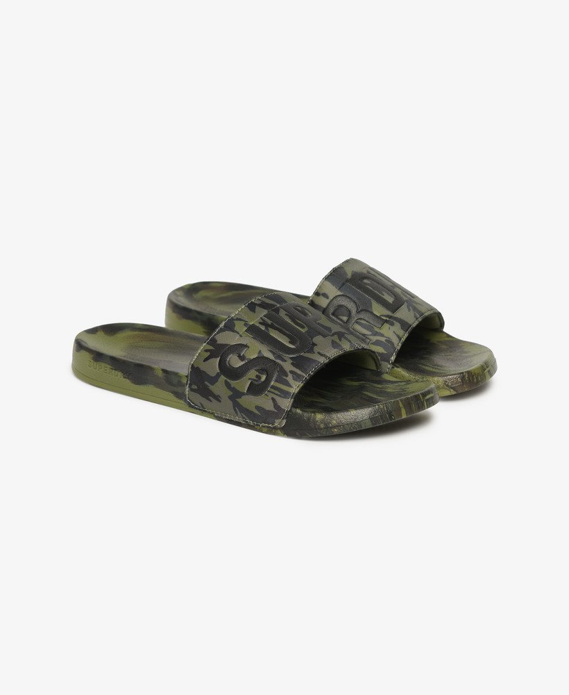 veganistische badslippers met camouflageprint in nathan camo-stijl.
