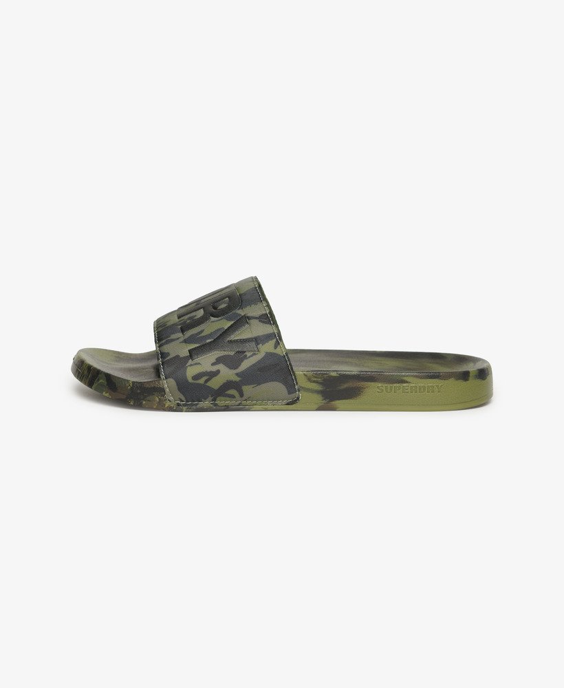 veganistische badslippers met camouflageprint in nathan camo-stijl.