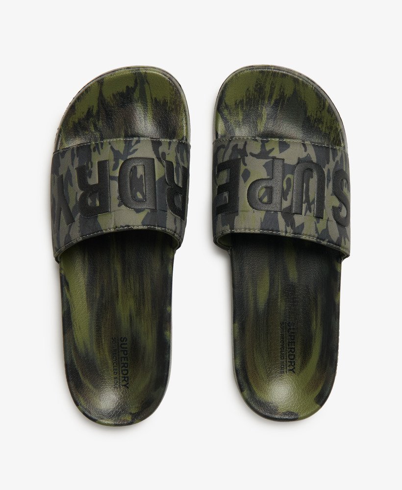 veganistische badslippers met camouflageprint in nathan camo-stijl.