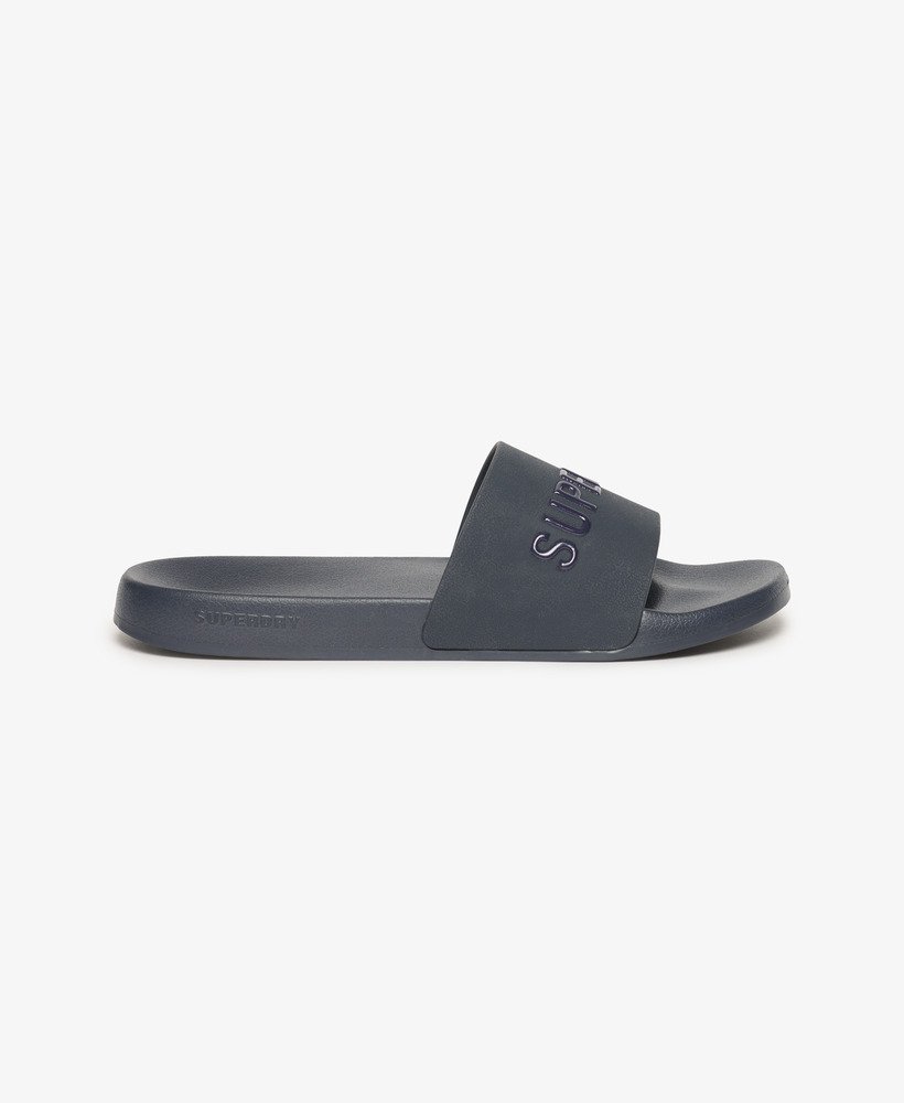 veganistische zwembadslippers met logo in donkerblauwdonkerblauw