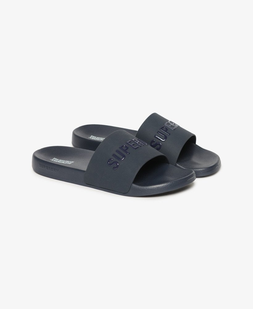 veganistische zwembadslippers met logo in donkerblauwdonkerblauw