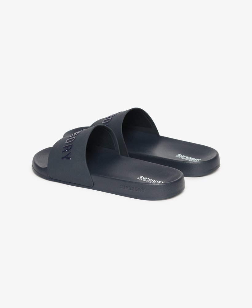 veganistische zwembadslippers met logo in donkerblauwdonkerblauw