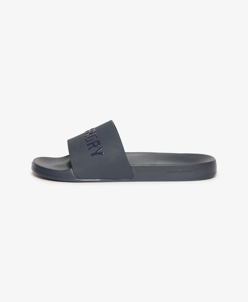 veganistische zwembadslippers met logo in donkerblauwdonkerblauw