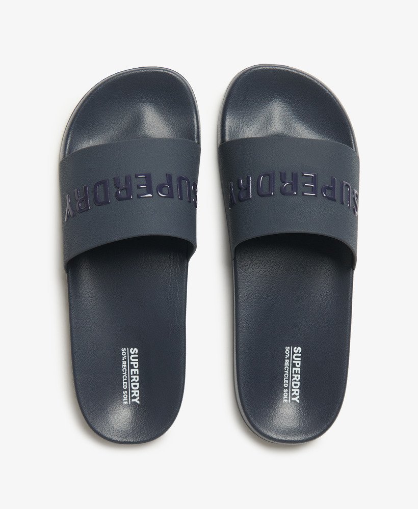 veganistische zwembadslippers met logo in donkerblauwdonkerblauw