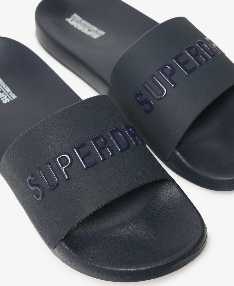 veganistische zwembadslippers met logo in donkerblauwdonkerblauw
