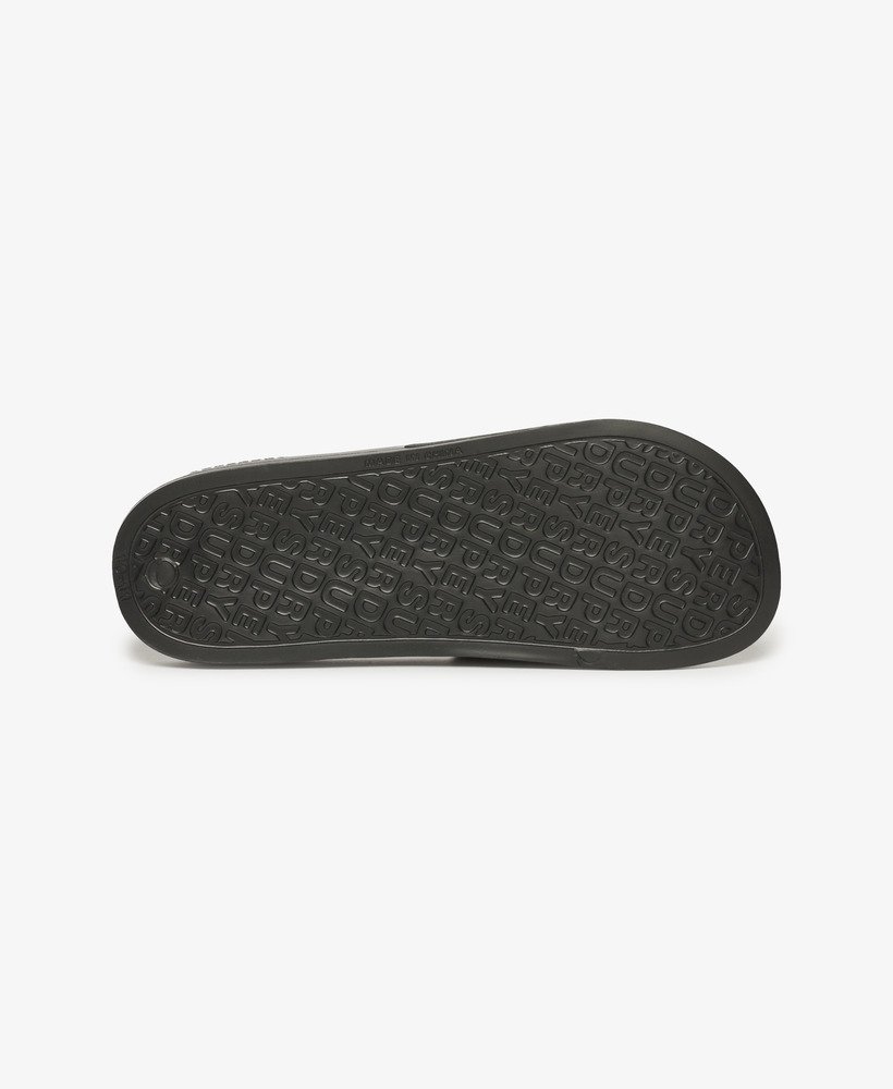 veganistische badslippers met logo in zwartmetallic goud