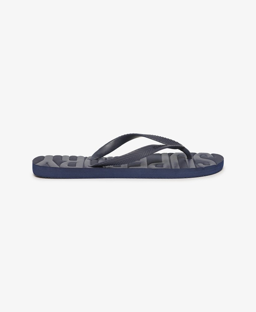 vintage veganistische teenslippers in een rijke marineblauwe tint.