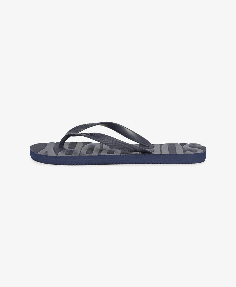 vintage veganistische teenslippers in een rijke marineblauwe tint.