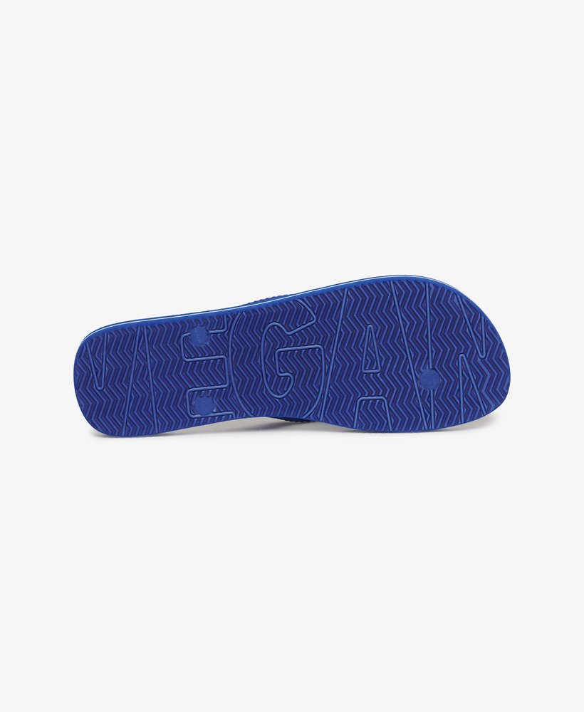 vintage veganistische teenslippers in koningsblauw.