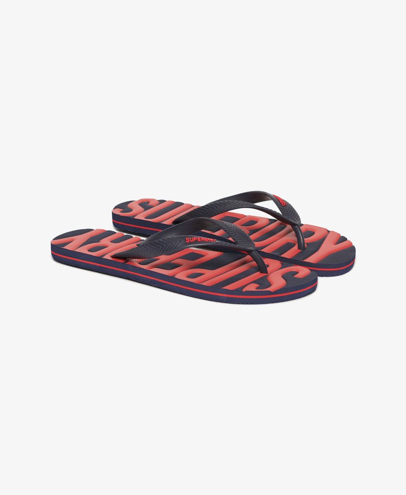 vintage veganistische teenslippers in diep marineblauw.