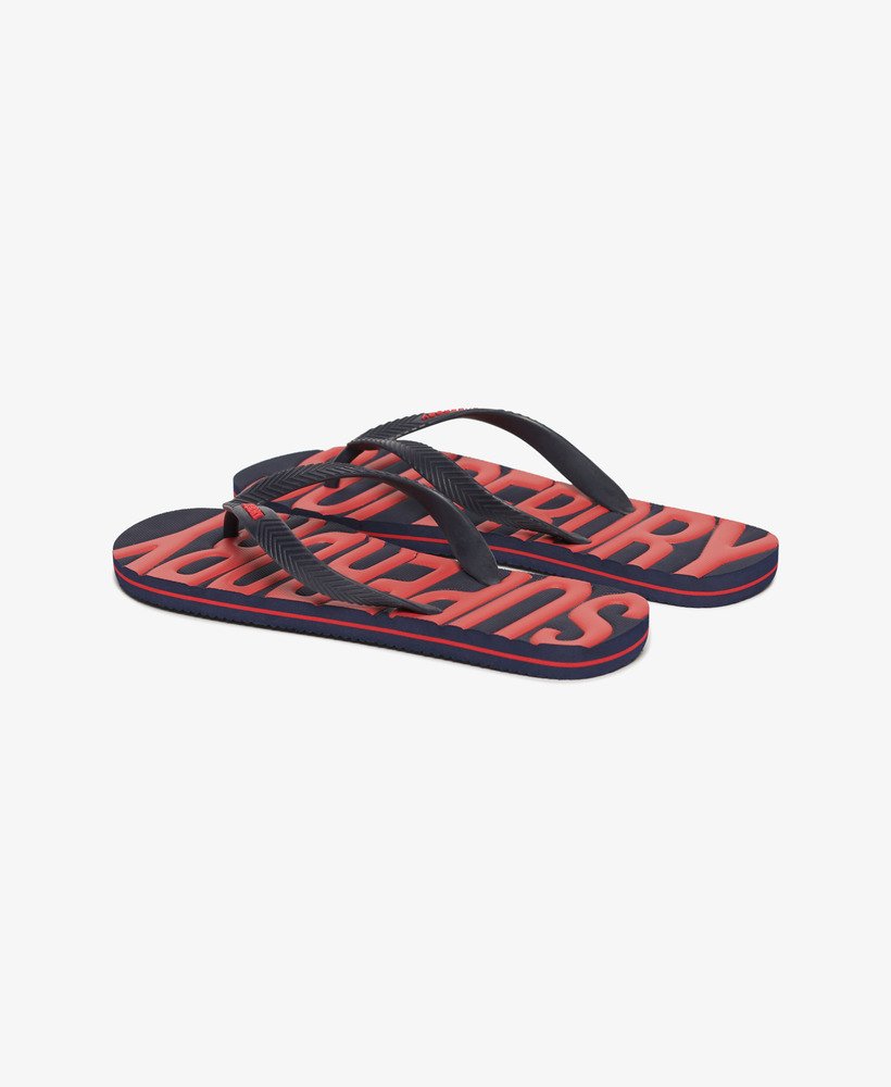vintage veganistische teenslippers in diep marineblauw.