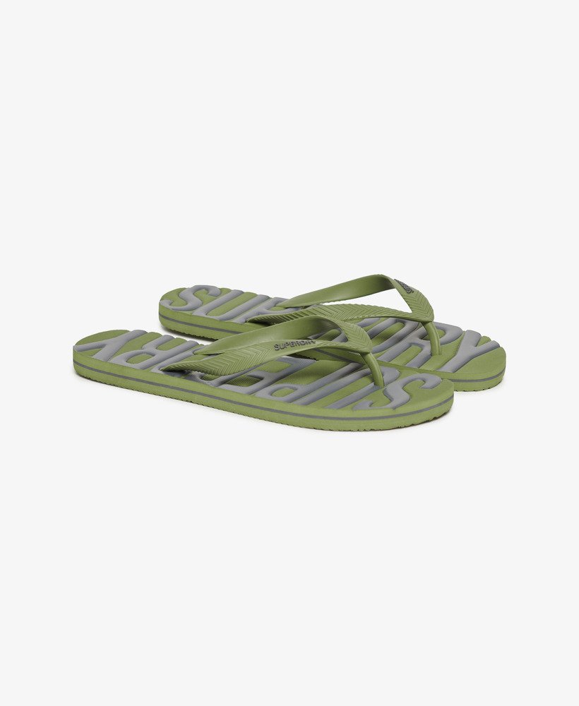 vintage veganistische teenslippers in olijfgroenkhaki
