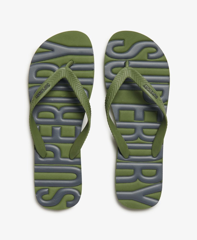 vintage veganistische teenslippers in olijfgroenkhaki