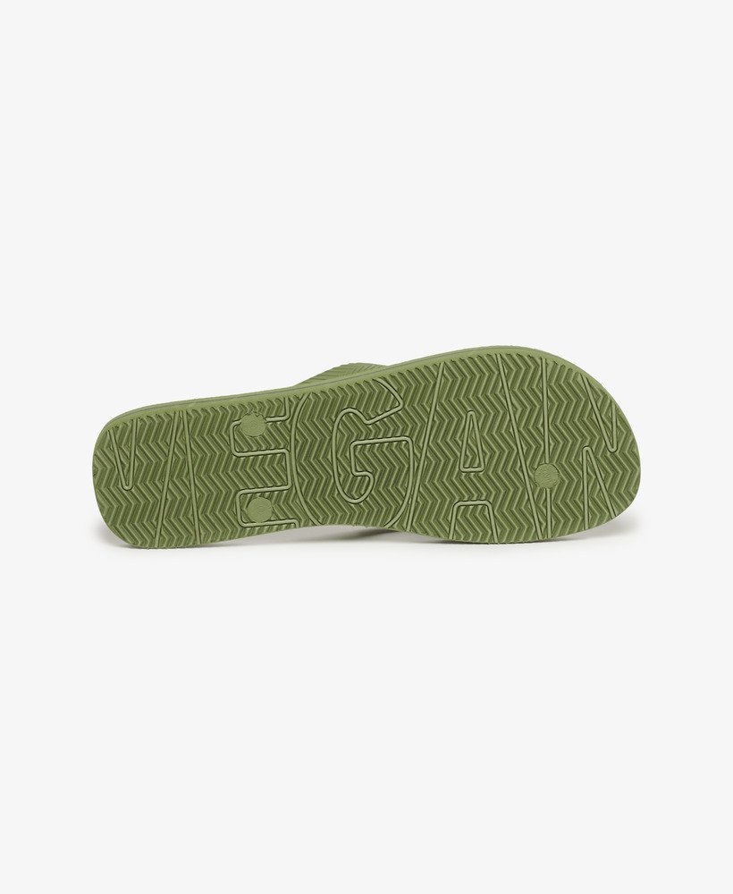 vintage veganistische teenslippers in olijfgroenkhaki