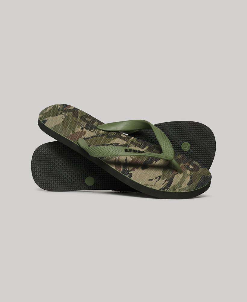 vegan teenslippers met logo in woodland camo aop