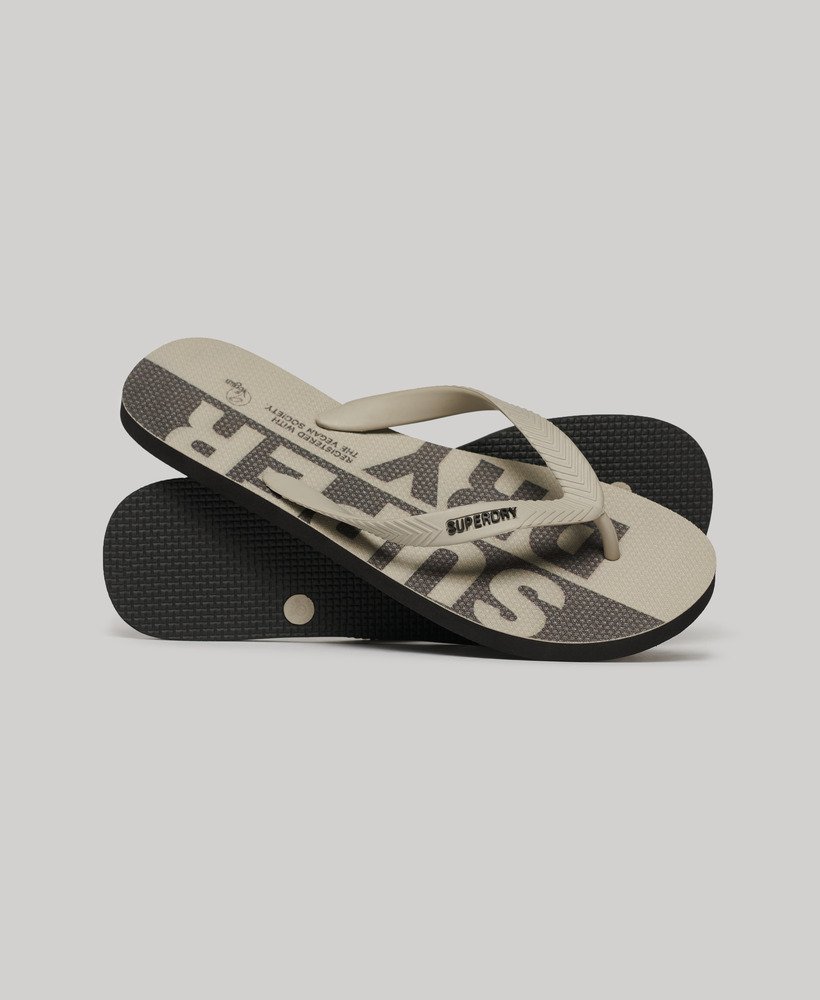 vegan teenslippers met logo in leigrijssteenkleur.