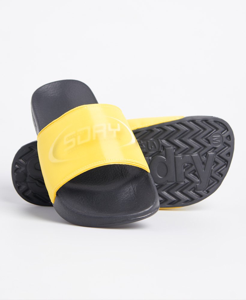 hologram zwembadslippers in neongeel