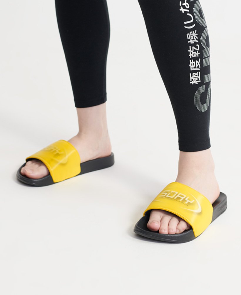 hologram zwembadslippers in neongeel