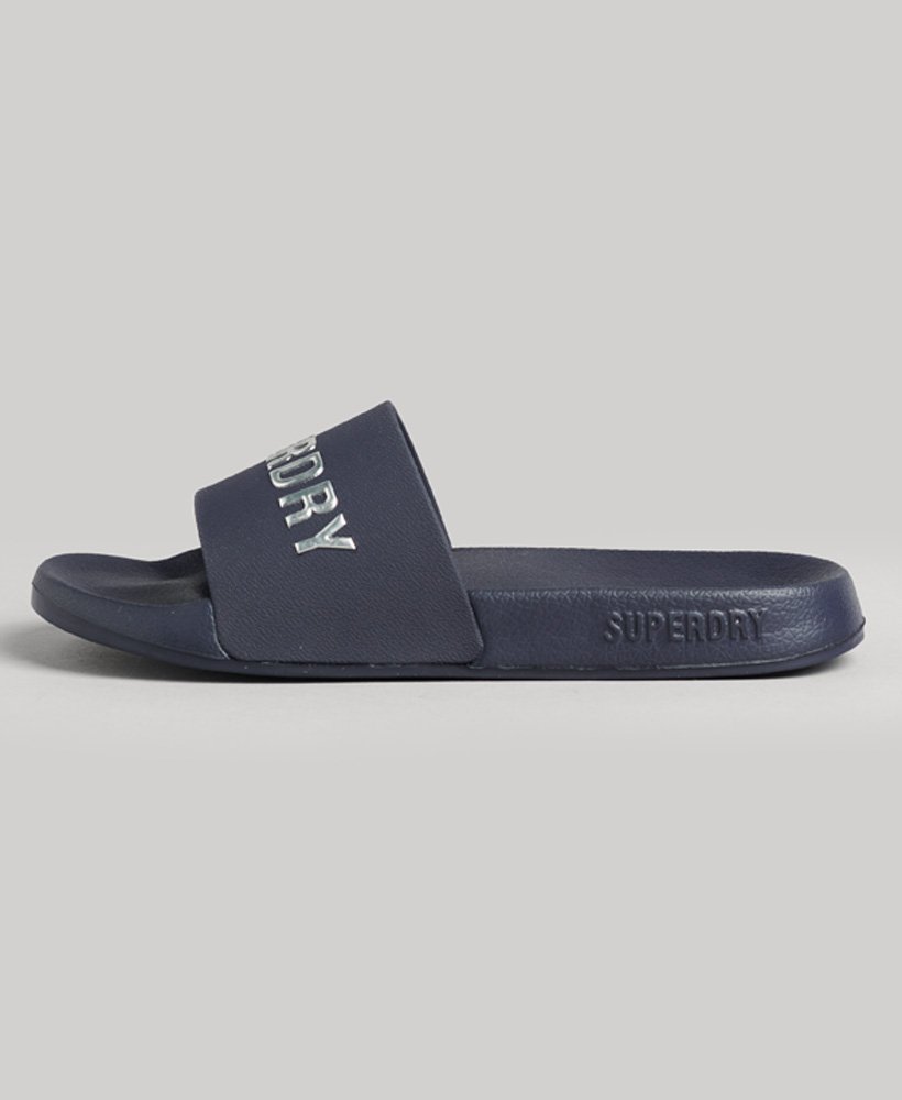 code logo zwembadschuifjes in rich navy