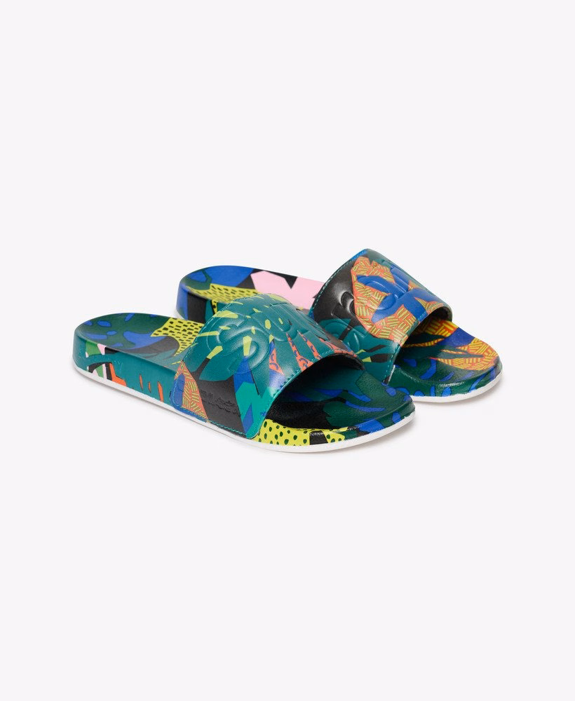 Strand slippers met all-over print
