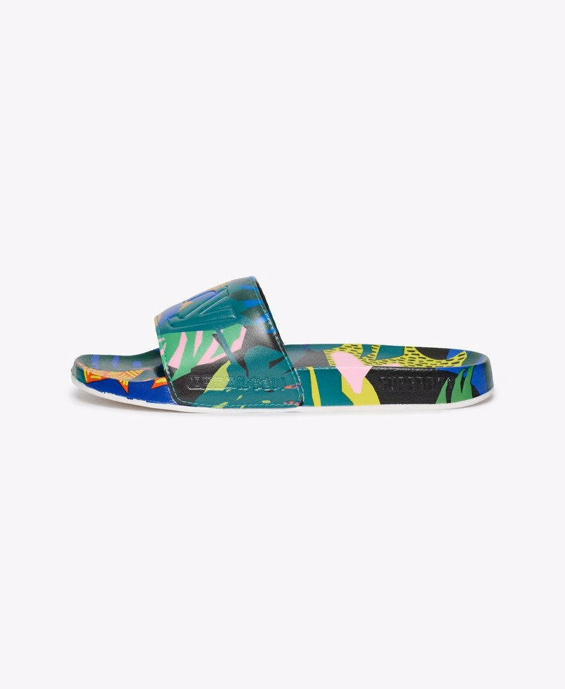 Strand slippers met all-over print