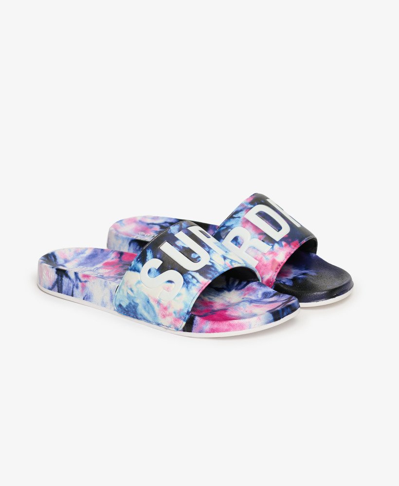 vegan slippers met tie-dye-effect in roze.