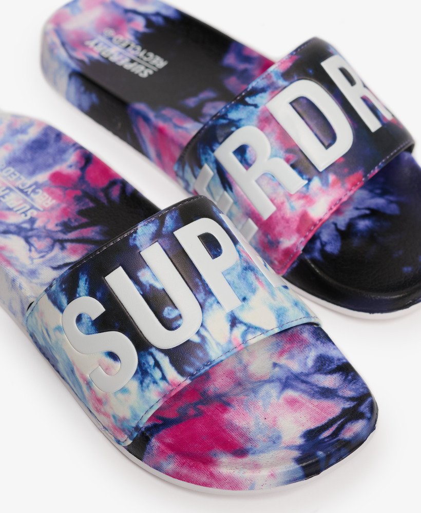vegan slippers met tie-dye-effect in roze.