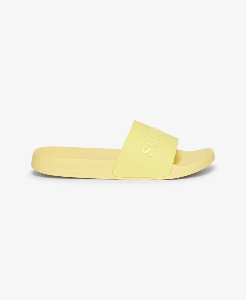 veganistische zwembadslippers met logo in zonnig limoengroen