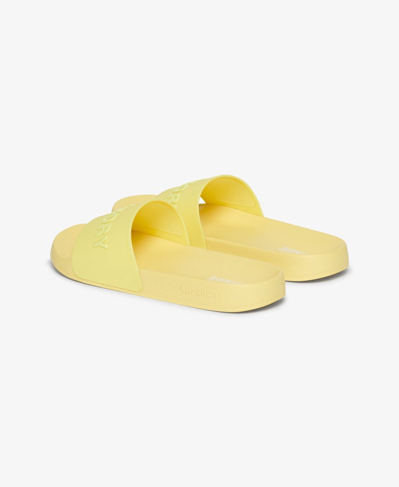 veganistische zwembadslippers met logo in zonnig limoengroen