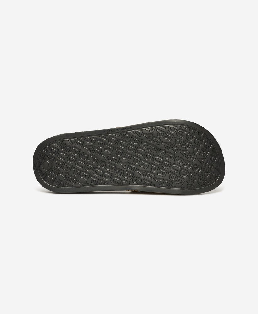 veganistische badslippers met logo in zwartfossilbruinmetallic goud