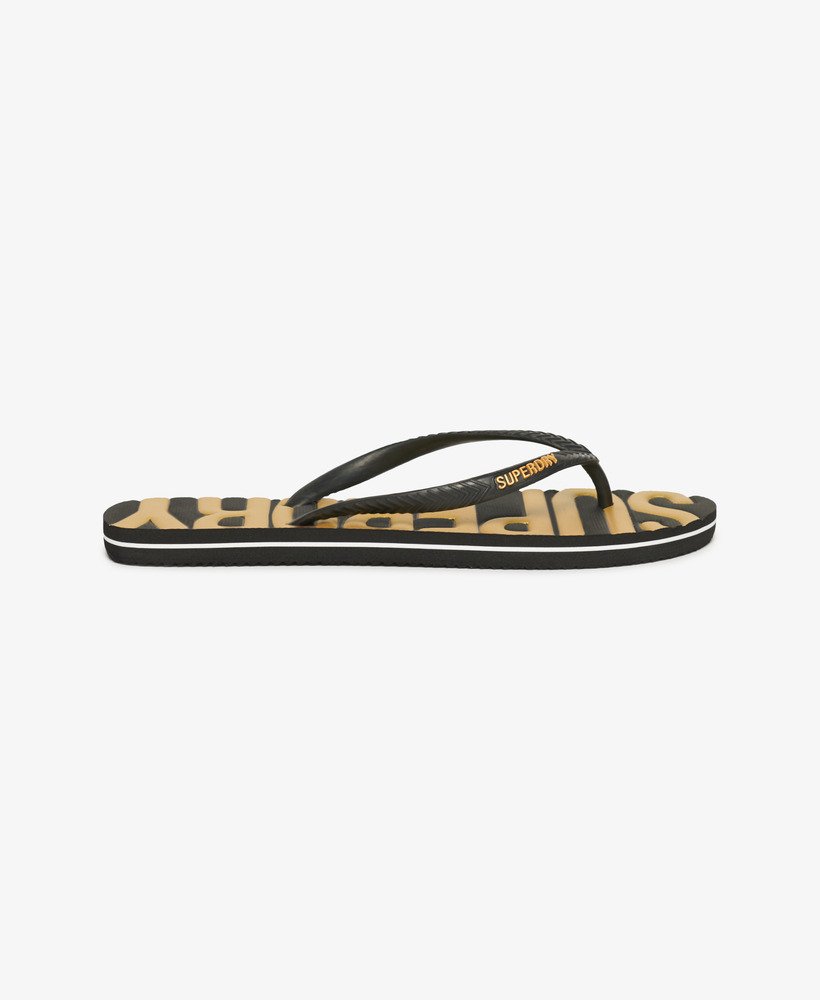 vintage veganistische teenslippers in zwartgoud.