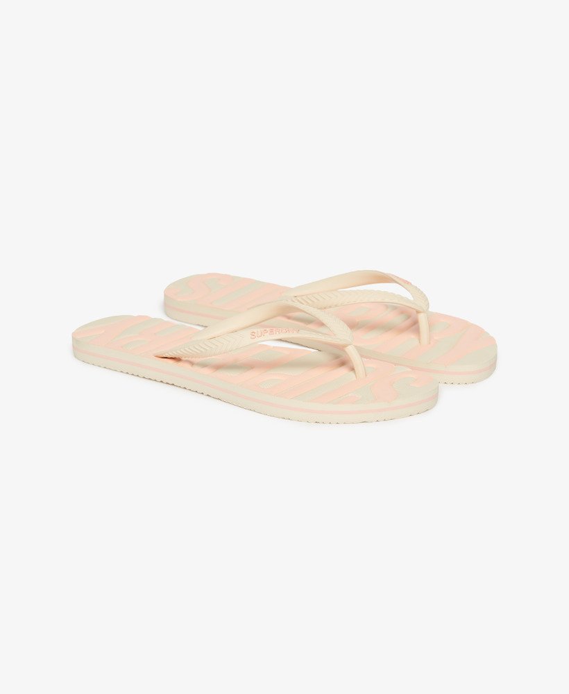 vintage veganistische teenslippers in rijstwitkoraal.