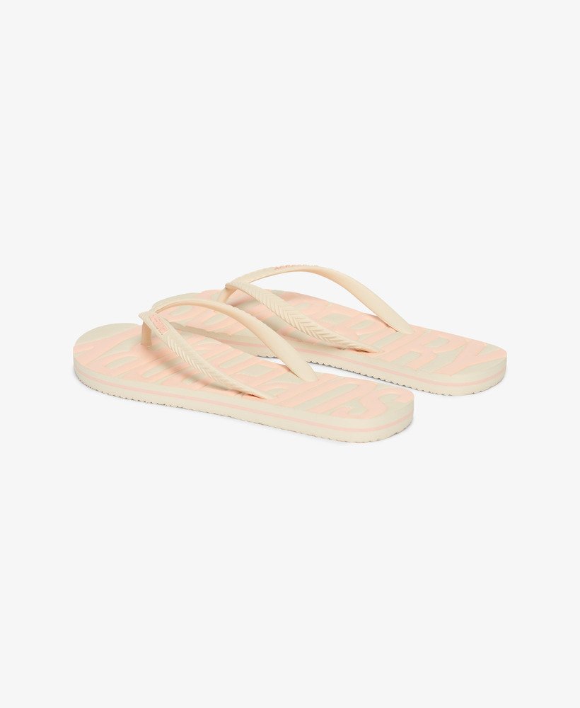 vintage veganistische teenslippers in rijstwitkoraal.