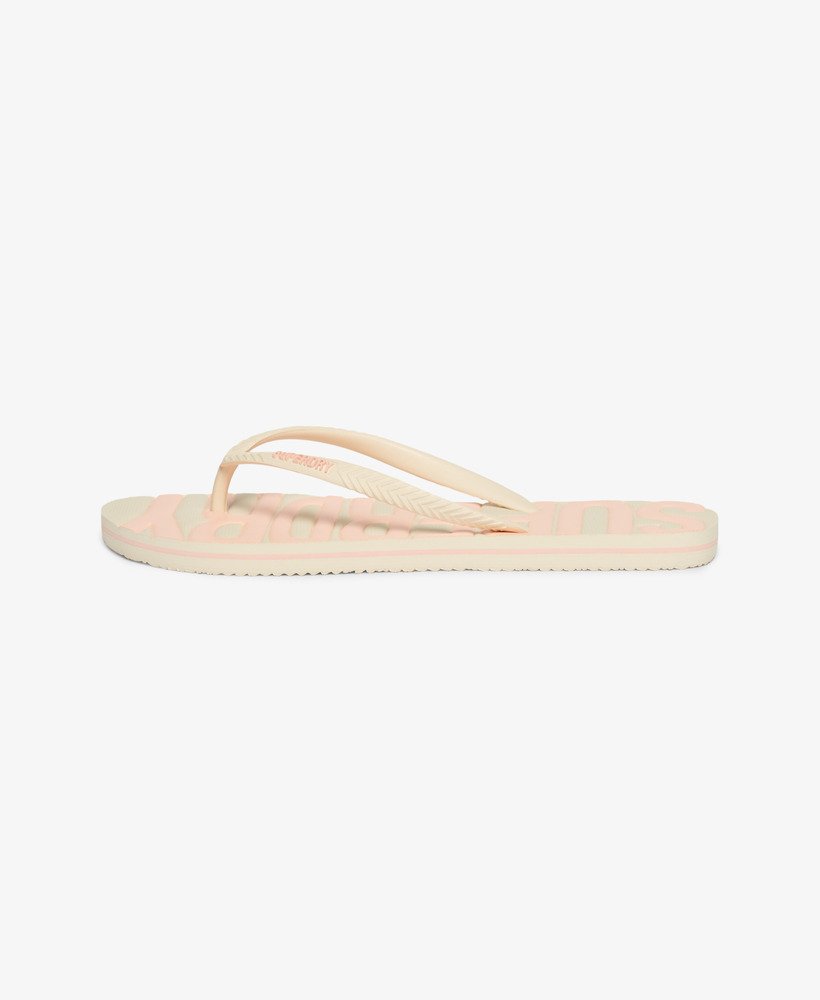 vintage veganistische teenslippers in rijstwitkoraal.