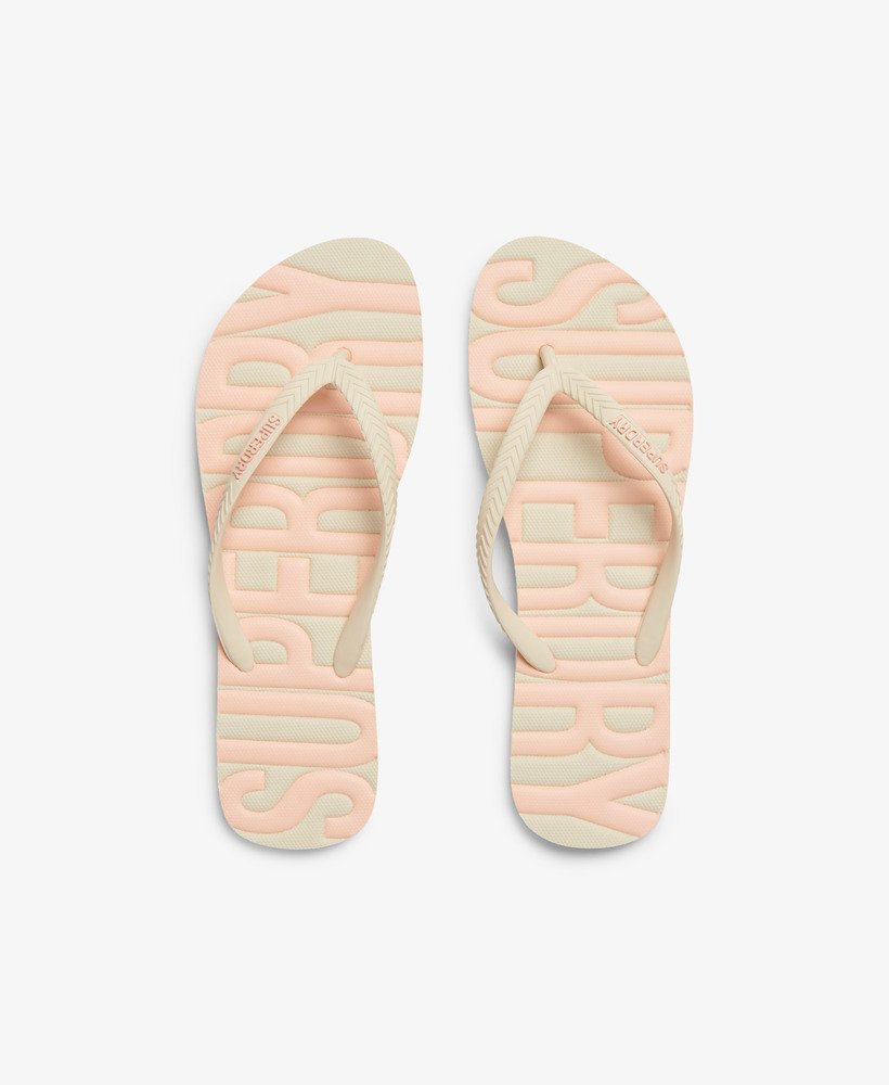 vintage veganistische teenslippers in rijstwitkoraal.