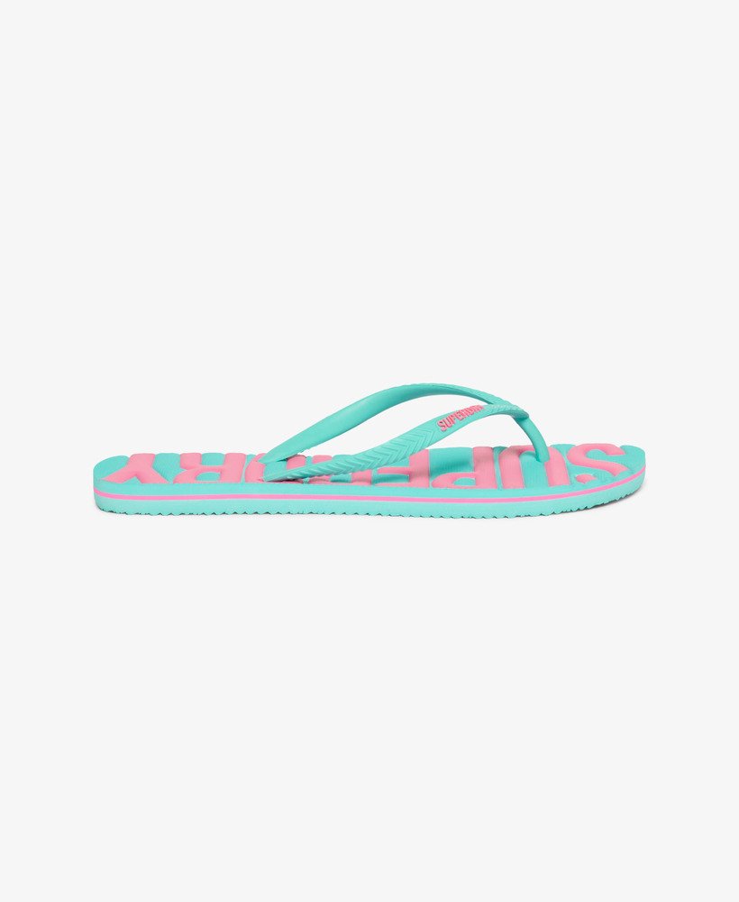 vintage veganistische teenslippers in aqua