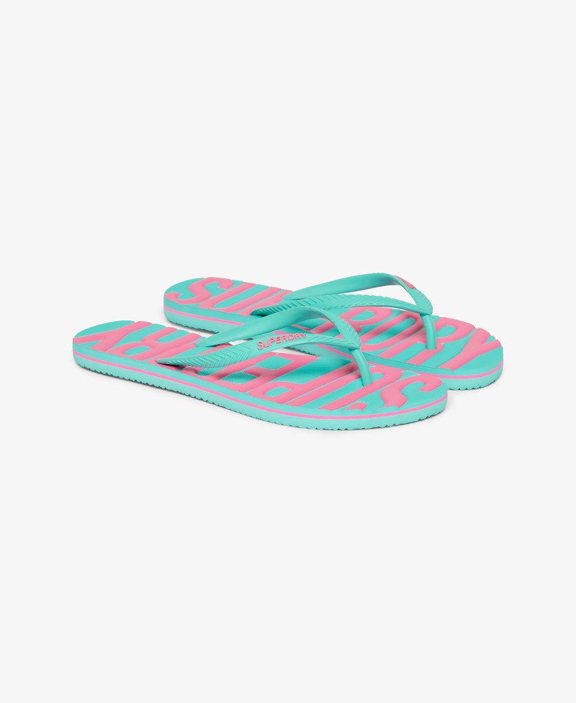 vintage veganistische teenslippers in aqua