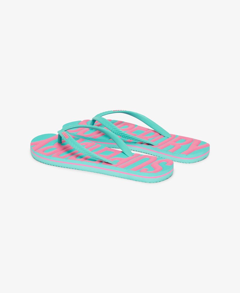 vintage veganistische teenslippers in aqua