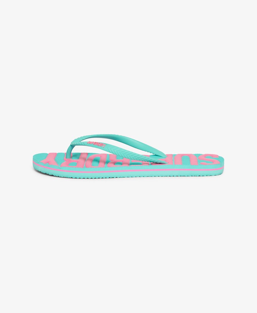 vintage veganistische teenslippers in aqua