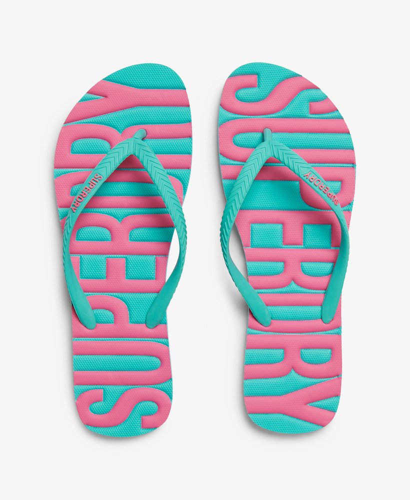 vintage veganistische teenslippers in aqua