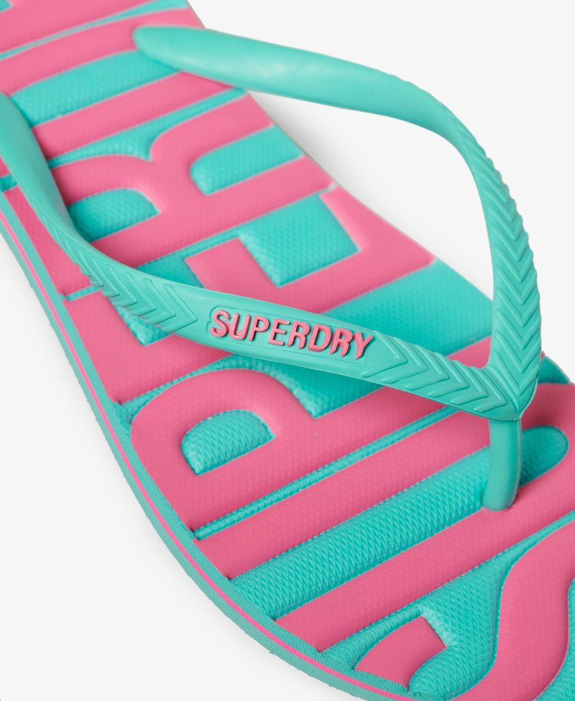 vintage veganistische teenslippers in aqua