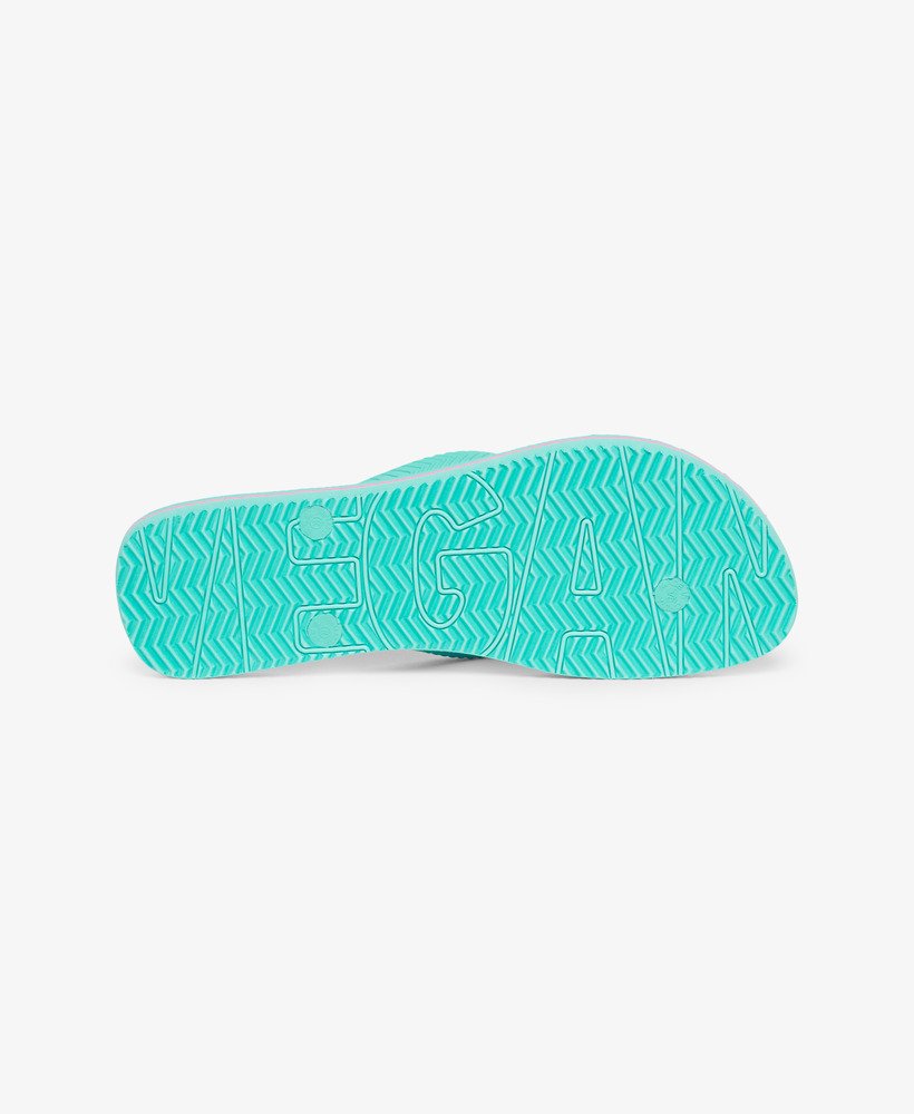 vintage veganistische teenslippers in aqua