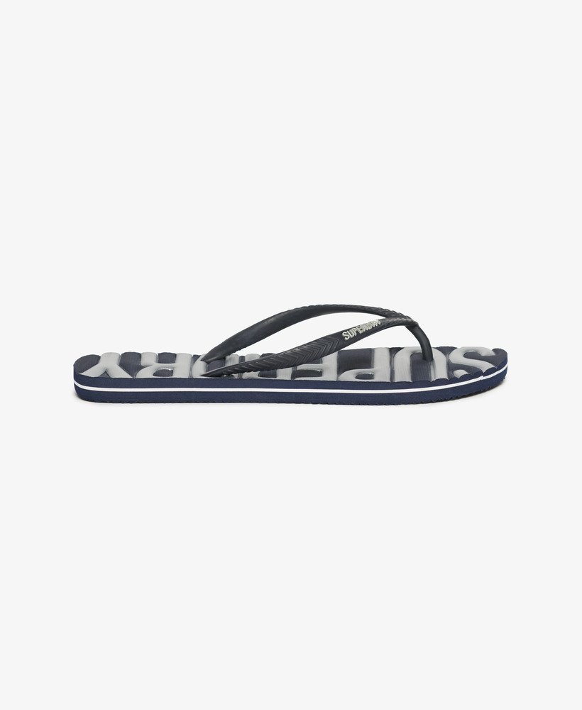 vintage veganistische teenslippers in marineblauwzilver.