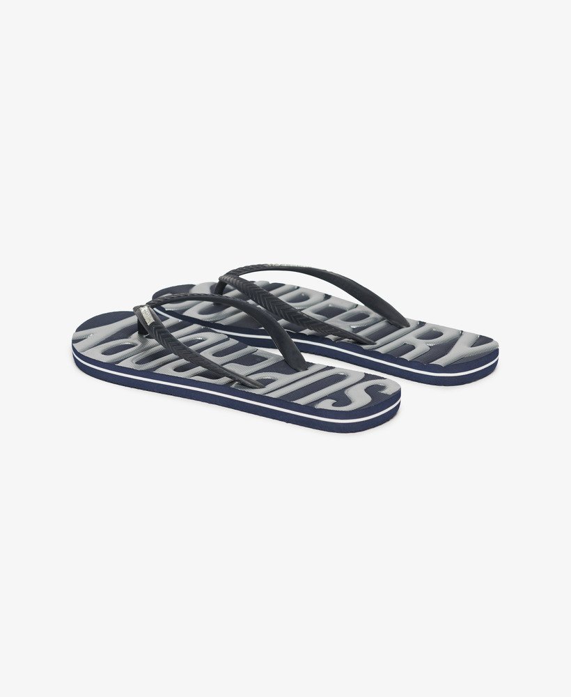 vintage veganistische teenslippers in marineblauwzilver.