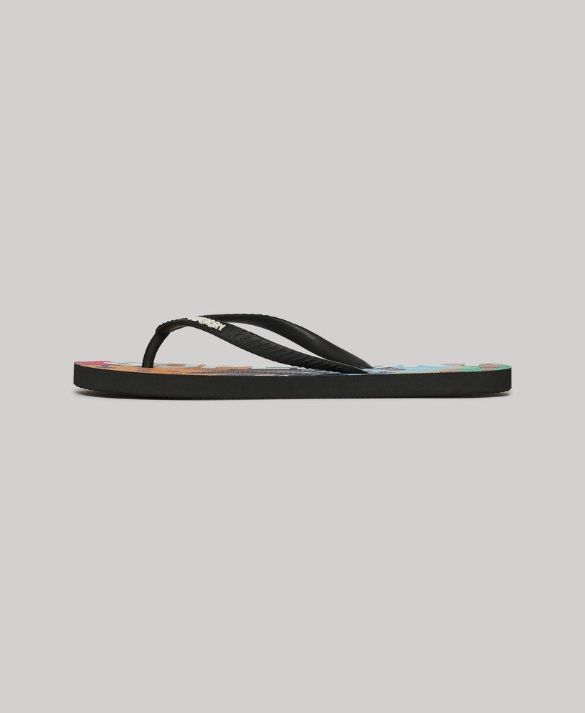 veganistische teenslippers met logo in jungle stencil peach-print.